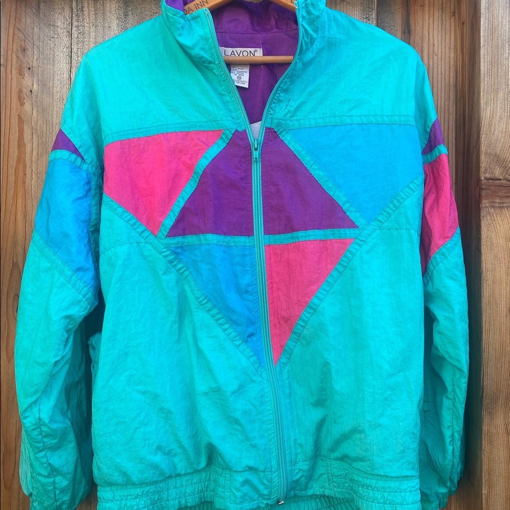 Vintage 1980s windbreaker Jacket zip up rain coat